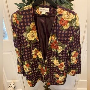 Norton McNaughton Vintage 80s 90s Lightweight Floral Blazer Jacket 14 12